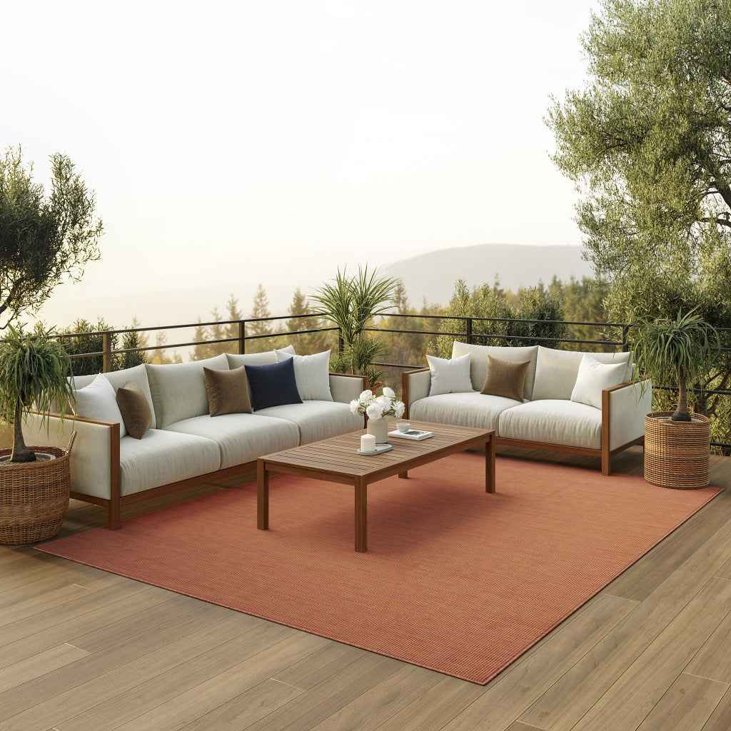 6' X 9' Terracotta Indoor Outdoor Area Rug