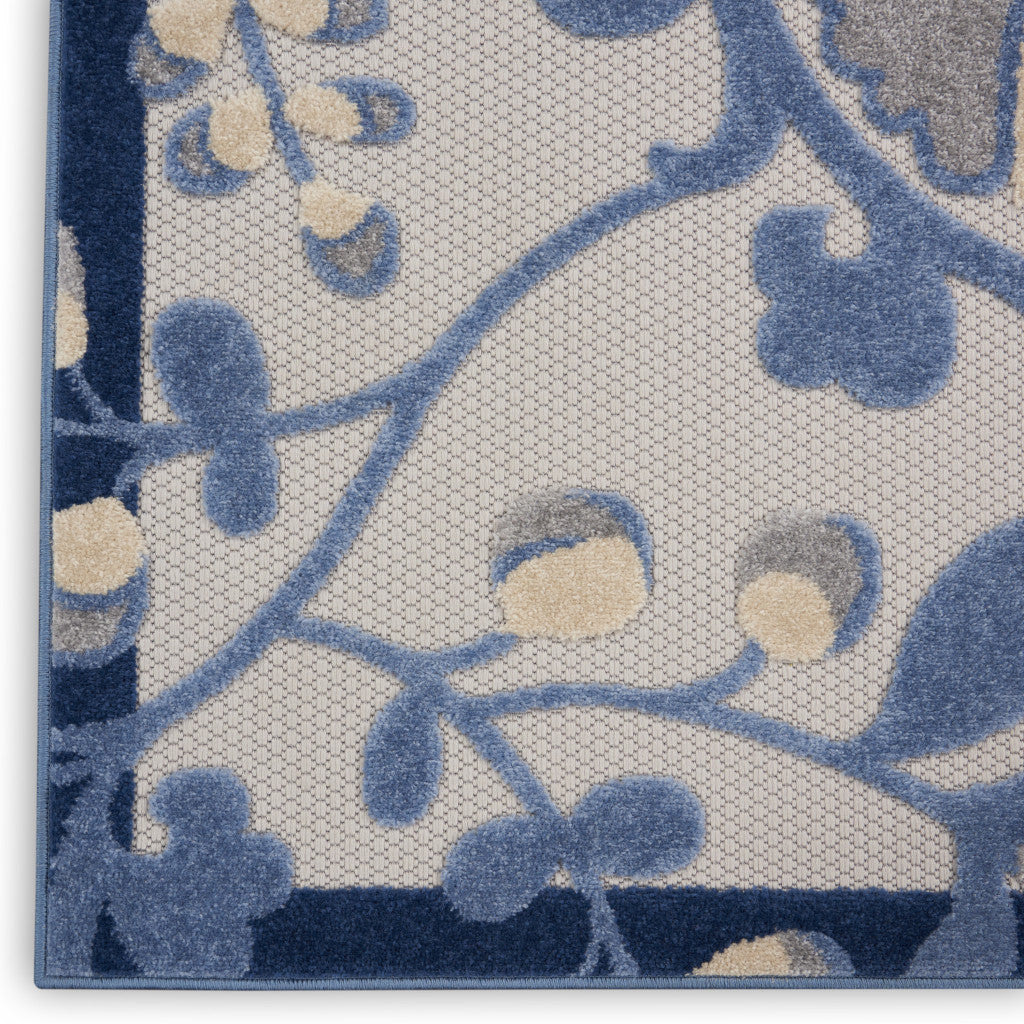 9' X 12' Blue And Gray Indoor Outdoor Area Rug - Outdoor