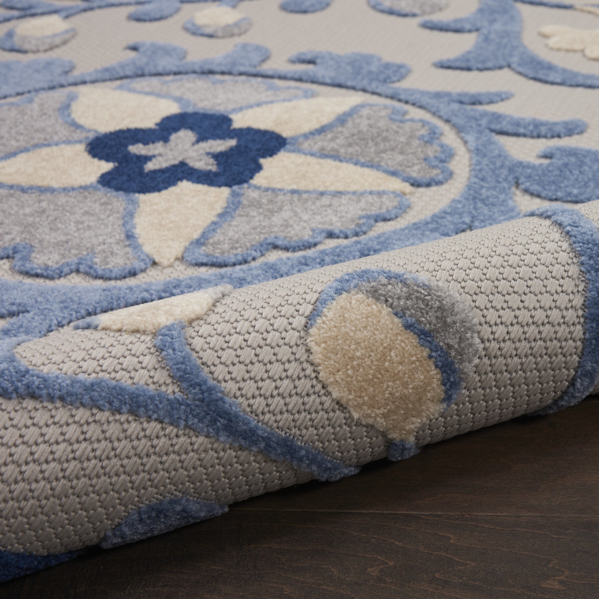 9' X 12' Blue And Gray Indoor Outdoor Area Rug - Outdoor