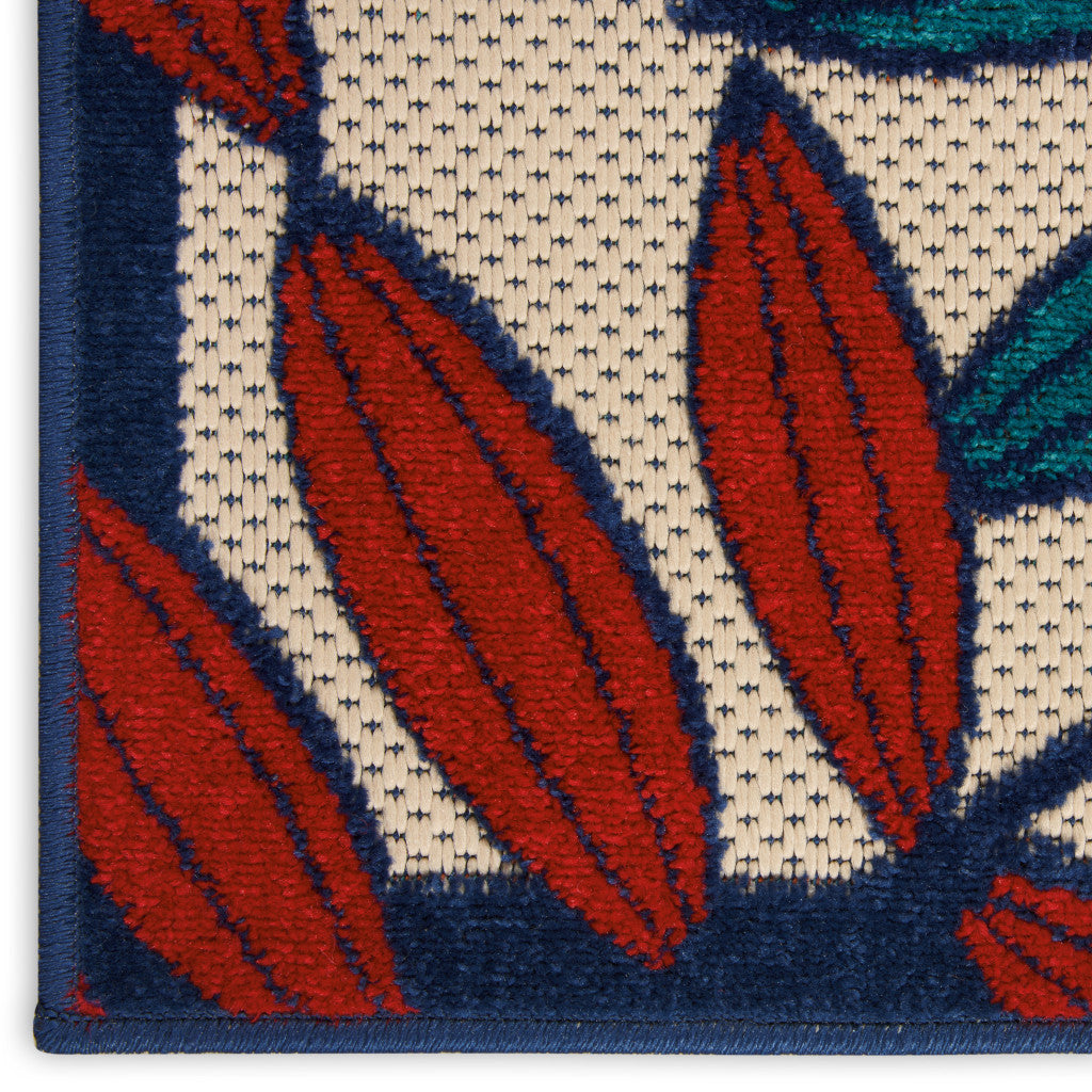 10' X 13' Blue And Beige Indoor Outdoor Area Rug - Outdoor