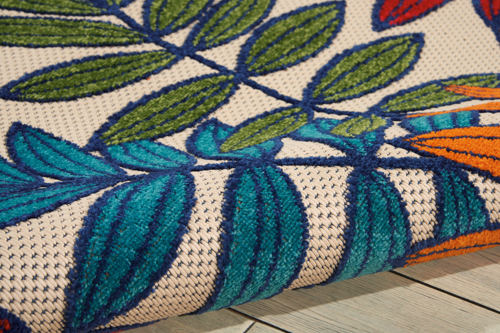 10' X 13' Blue And Beige Indoor Outdoor Area Rug - Outdoor