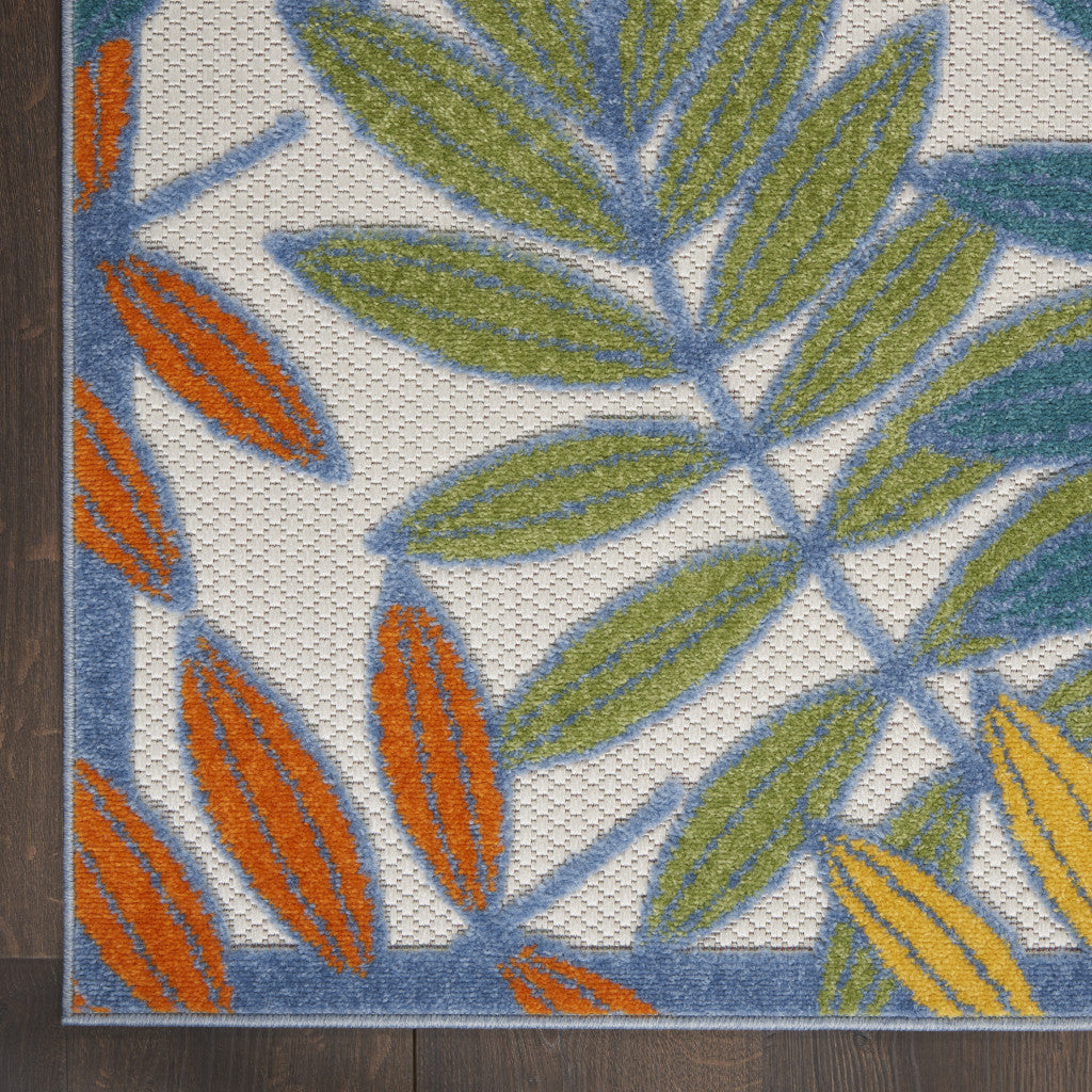 9' X 12' Ivory And Blue Indoor Outdoor Area Rug - Outdoor