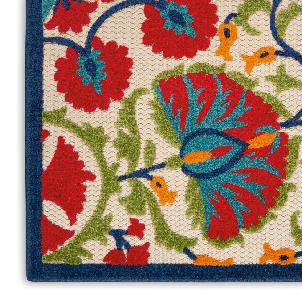9' X 12' Red And Ivory Indoor Outdoor Area Rug - Outdoor