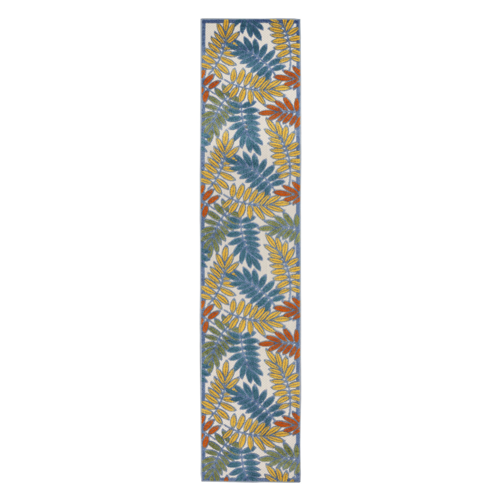 12' Teal Blue Indoor Outdoor Runner Rug - Outdoor