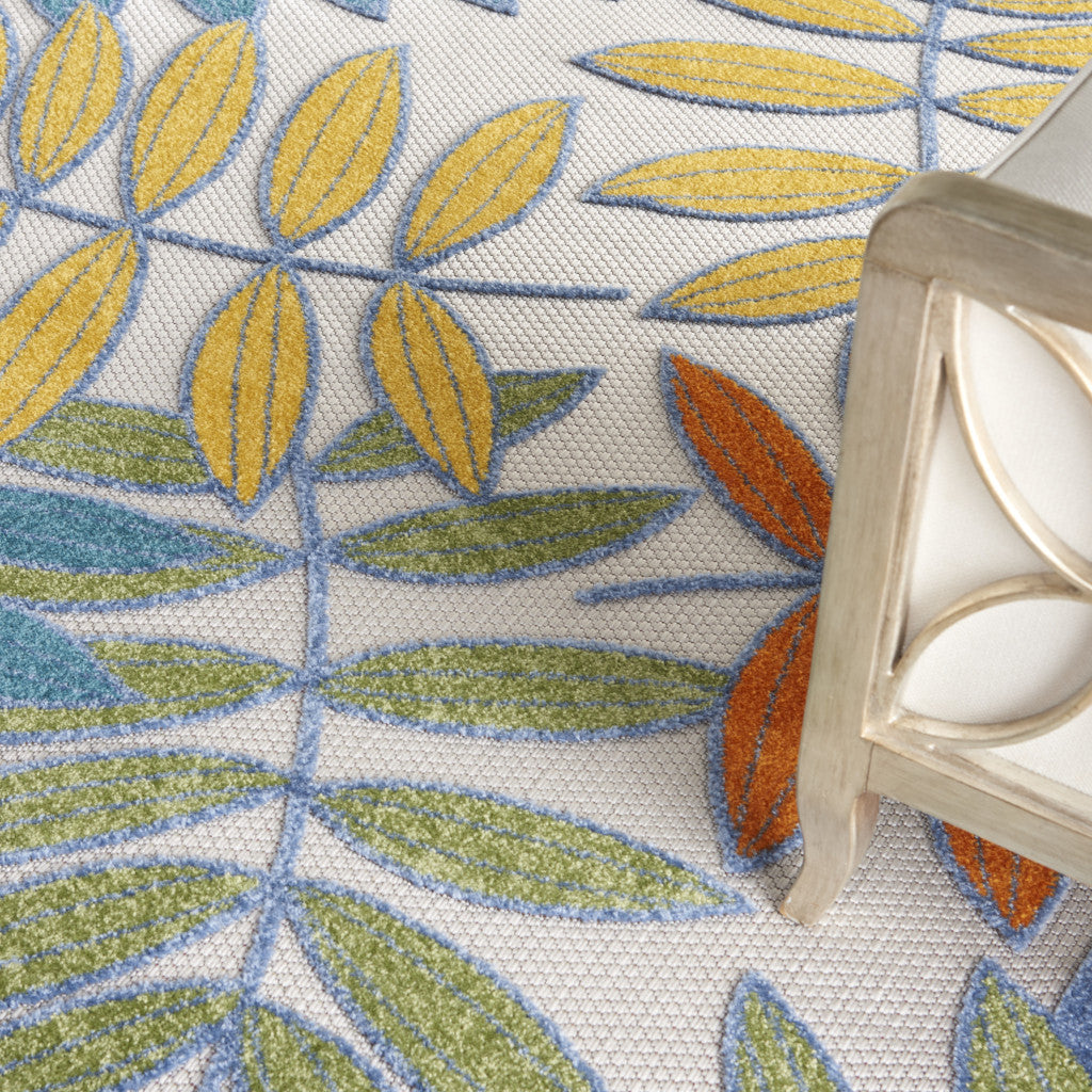 10' X 13' Ivory And Blue Indoor Outdoor Area Rug - Outdoor