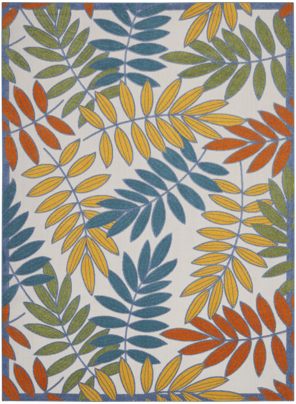 10' X 13' Ivory And Blue Indoor Outdoor Area Rug - Outdoor