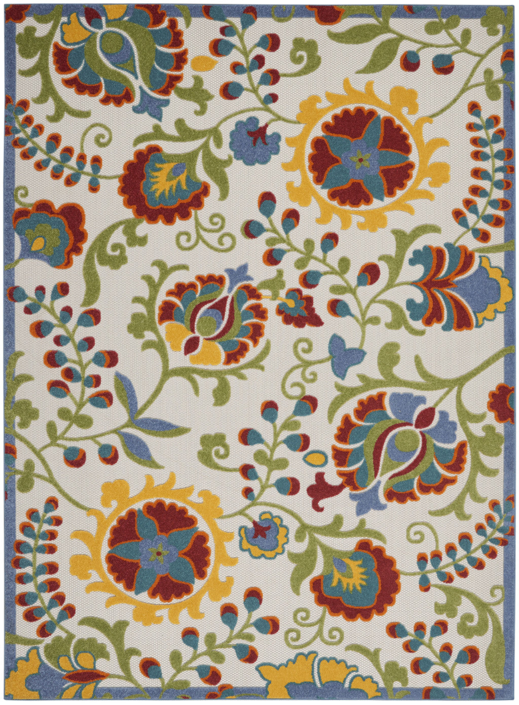 9' X 12' Green And Ivory Indoor Outdoor Area Rug - Outdoor