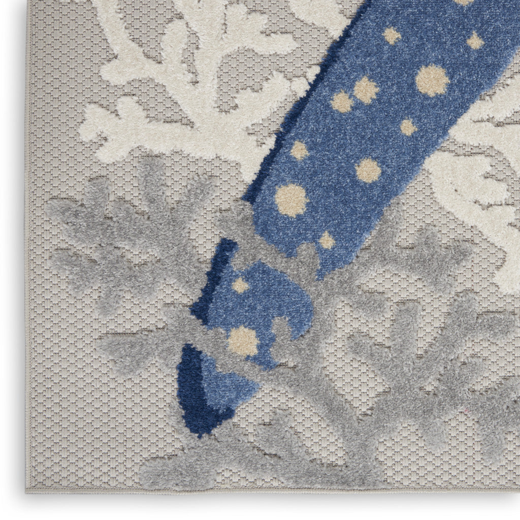 10' X 13' Blue And Gray Starfish Indoor Outdoor Area Rug - Outdoor