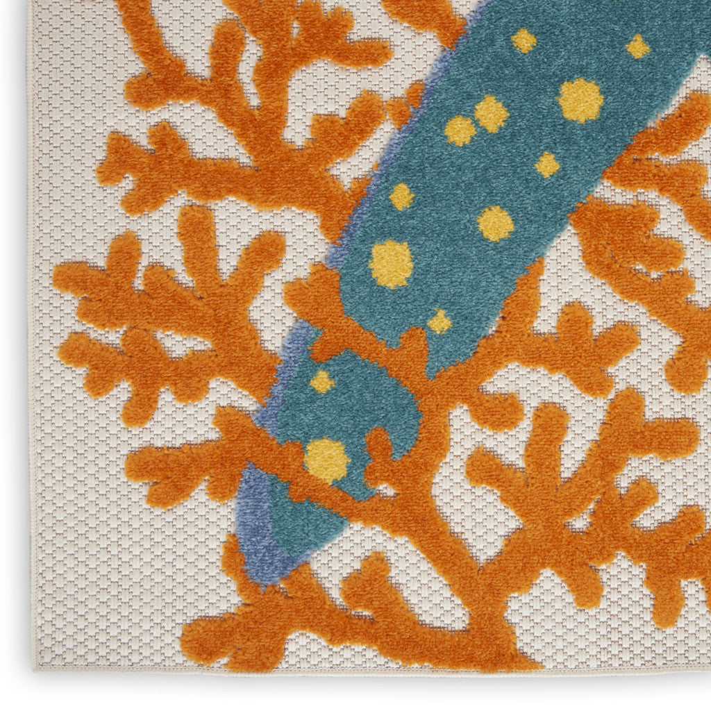 9' X 12' Blue And Yellow Indoor Outdoor Area Rug - Outdoor