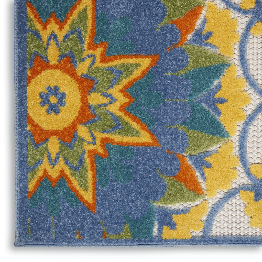 10' X 13' Blue And Yellow Indoor Outdoor Area Rug - Outdoor