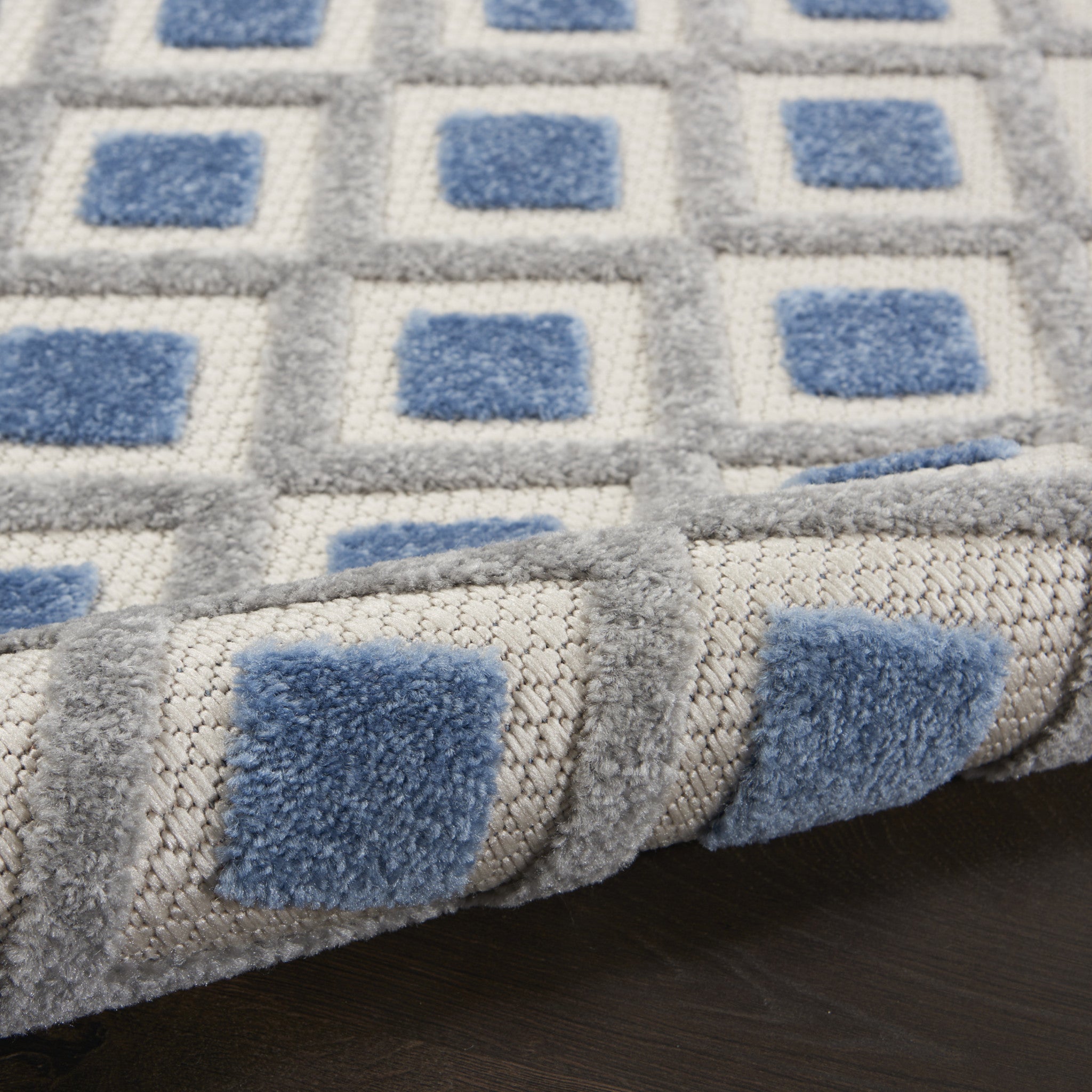 3' X 4' Blue And Gray Indoor Outdoor Area Rug - Outdoor