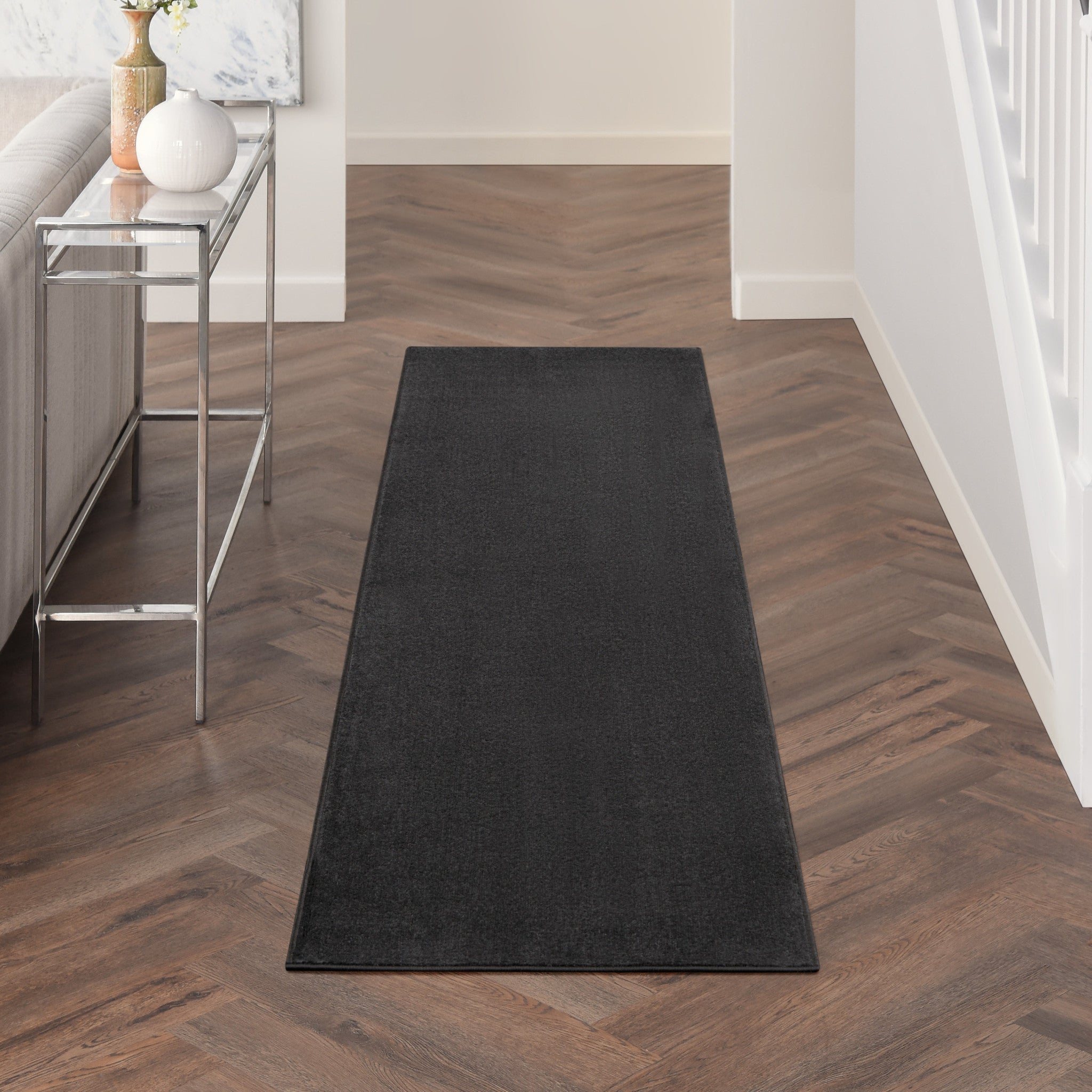 8' Black Indoor Outdoor Runner Rug - Outdoor