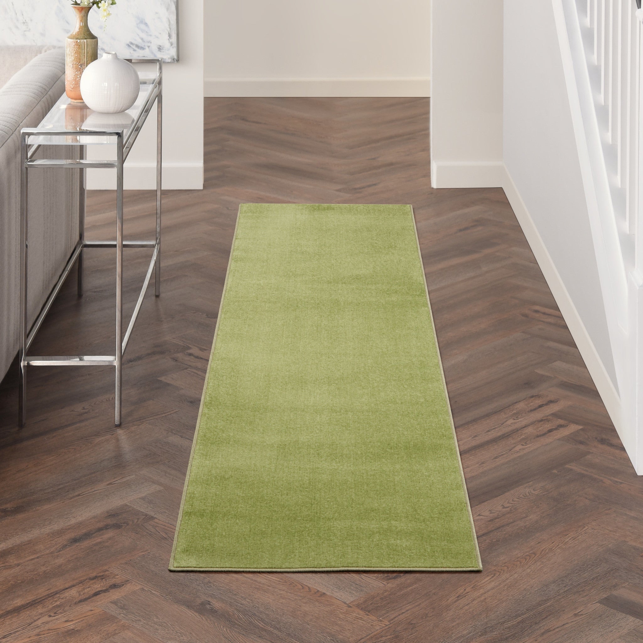 8' Green Indoor Outdoor Runner Rug - Outdoor