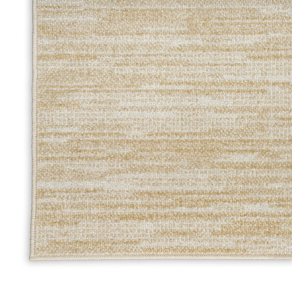 Ivory and gold abstract area rug with soft horizontal banding pattern