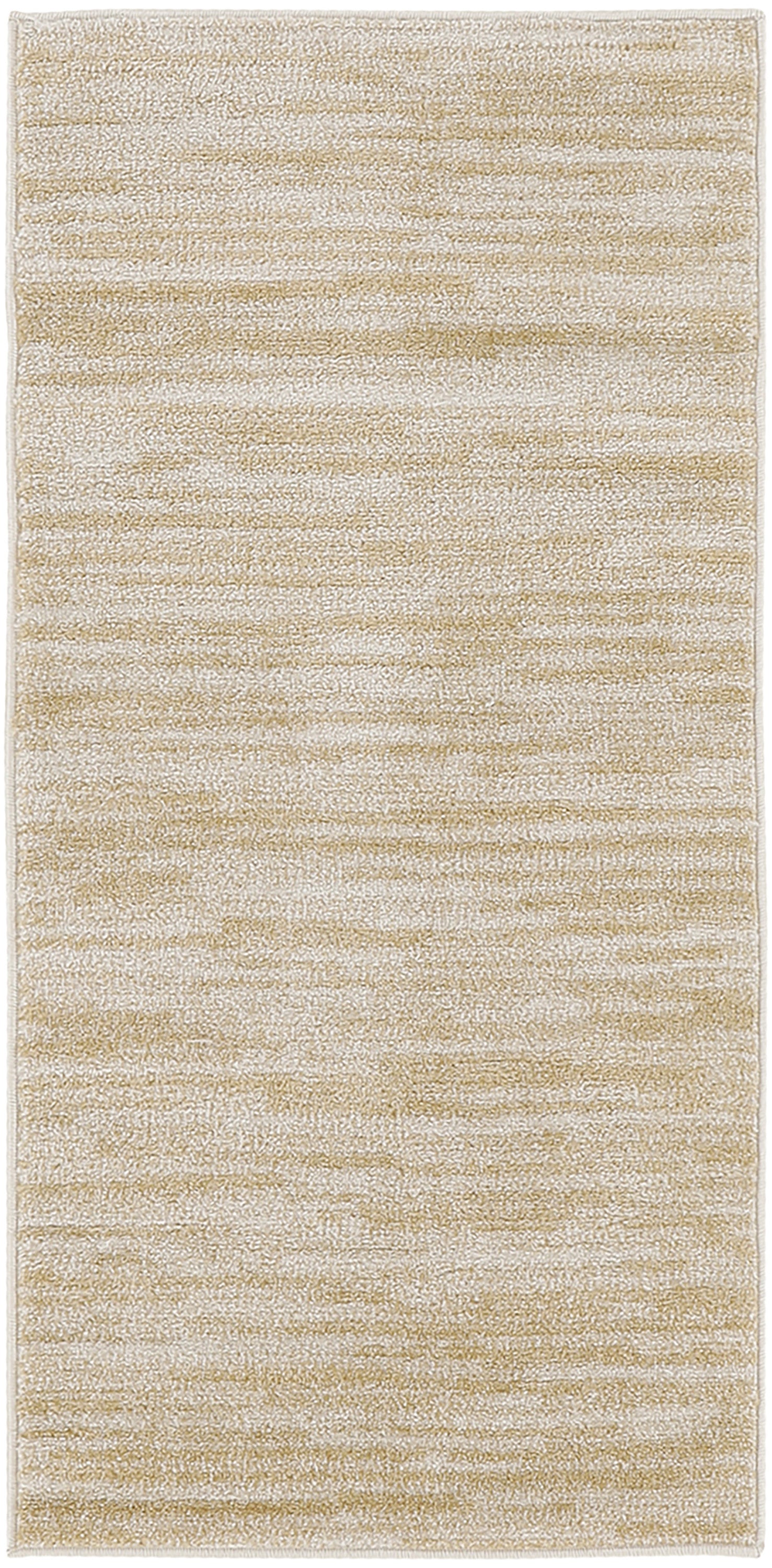 Rectangular ivory and gold abstract area rug with horizontal stripe pattern