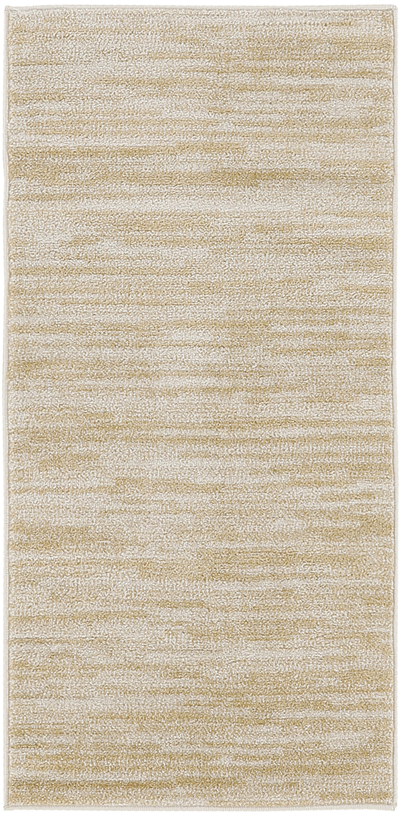 Rectangular ivory and gold abstract area rug with horizontal stripe pattern