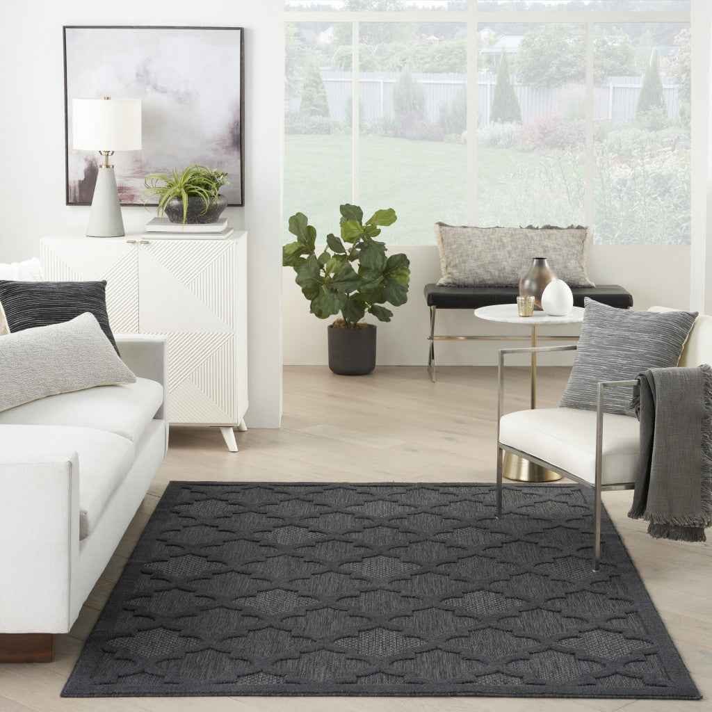 5' X 7' Charcoal Indoor Outdoor Area Rug