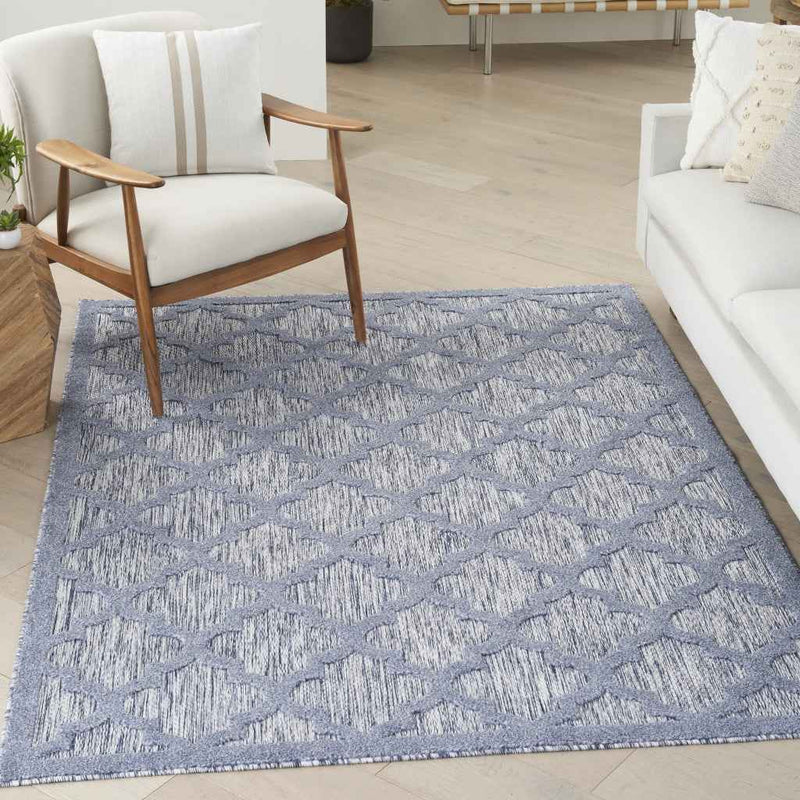 5' X 7' Denim Blue Indoor Outdoor Area Rug