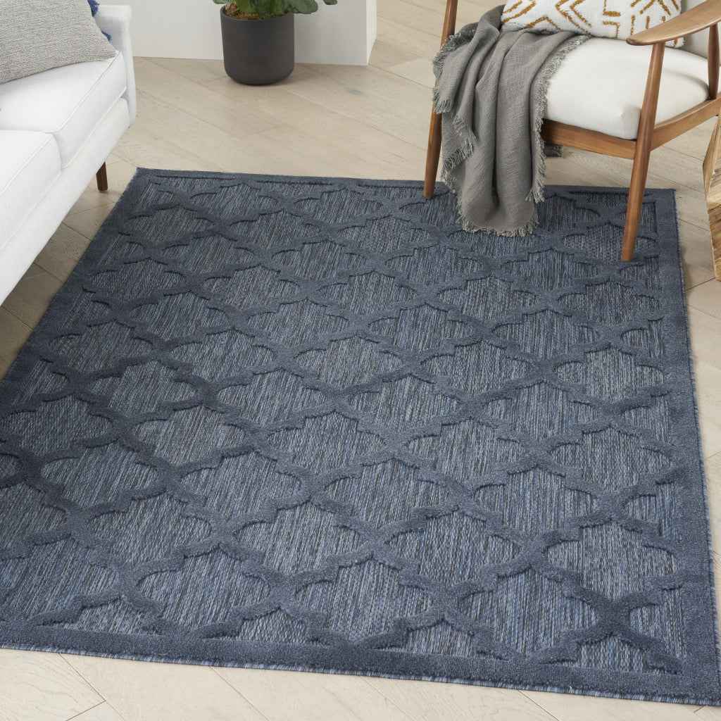 4' X 6' Blue Indoor Outdoor Area Rug