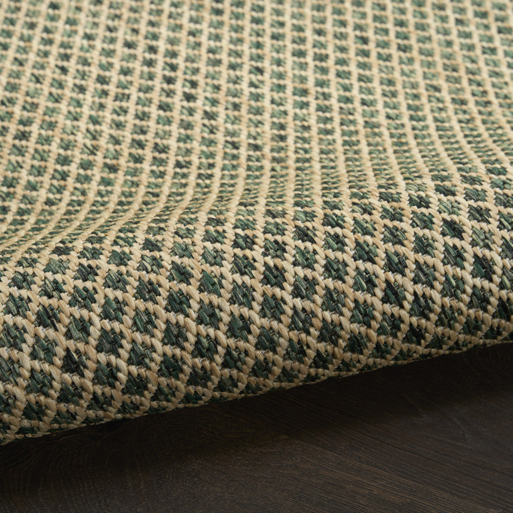 6' X 9' Green And Taupe Geometric Indoor Outdoor Area Rug