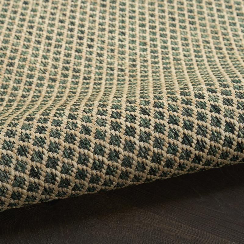 6' X 9' Green And Taupe Geometric Indoor Outdoor Area Rug