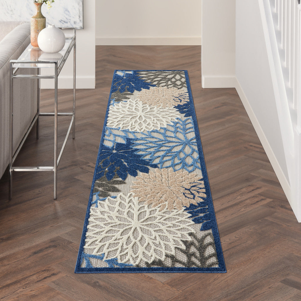 10' Blue And Gray Indoor Outdoor Area Rug - GreatEagleInc