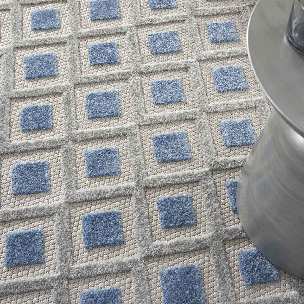 5' Blue And Gray Round Indoor Outdoor Area Rug