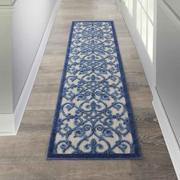 10' Blue And Gray Indoor Outdoor Area Rug