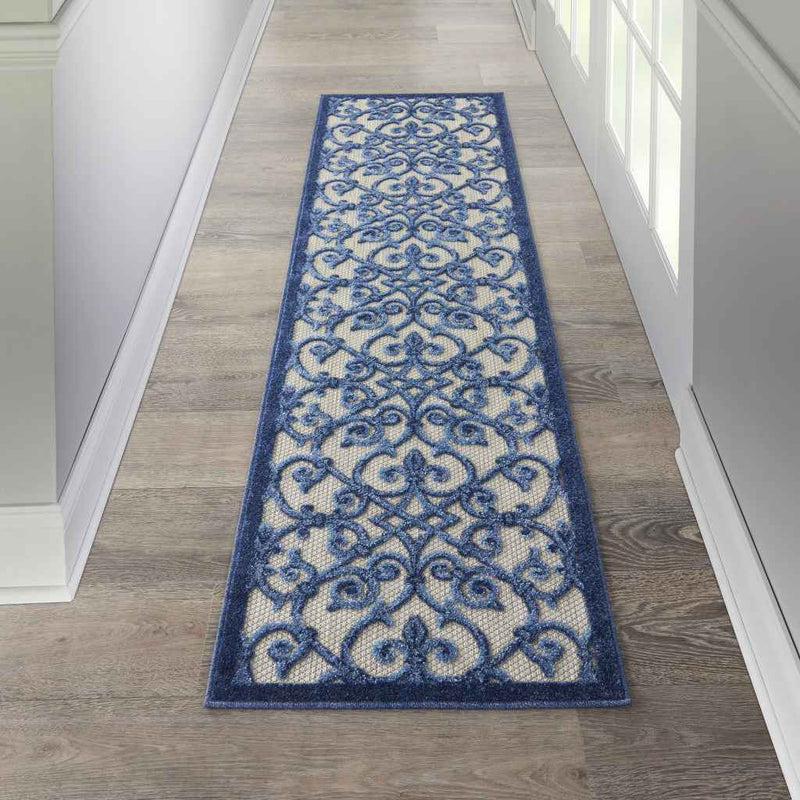 10' Blue And Gray Indoor Outdoor Area Rug