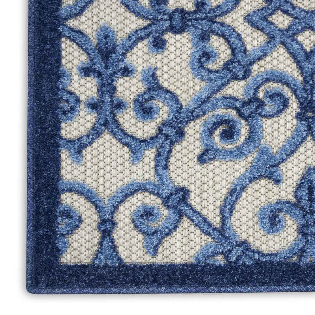10' Blue And Gray Indoor Outdoor Area Rug