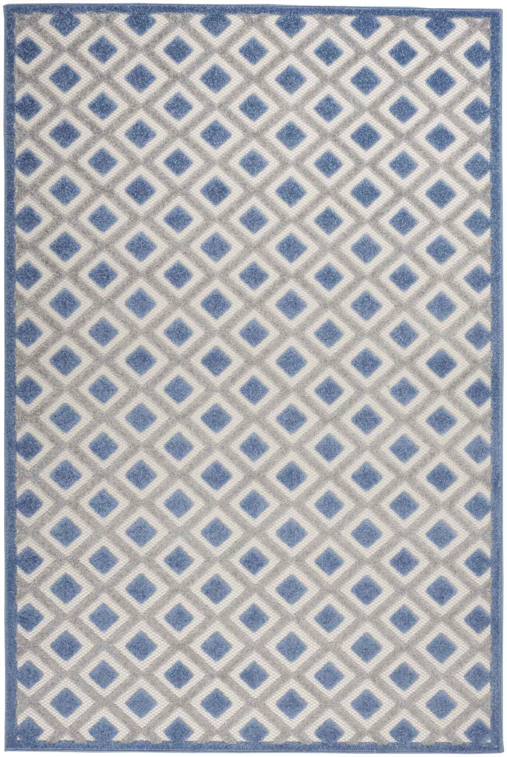 5' X 8' Blue And Gray Indoor Outdoor Area Rug