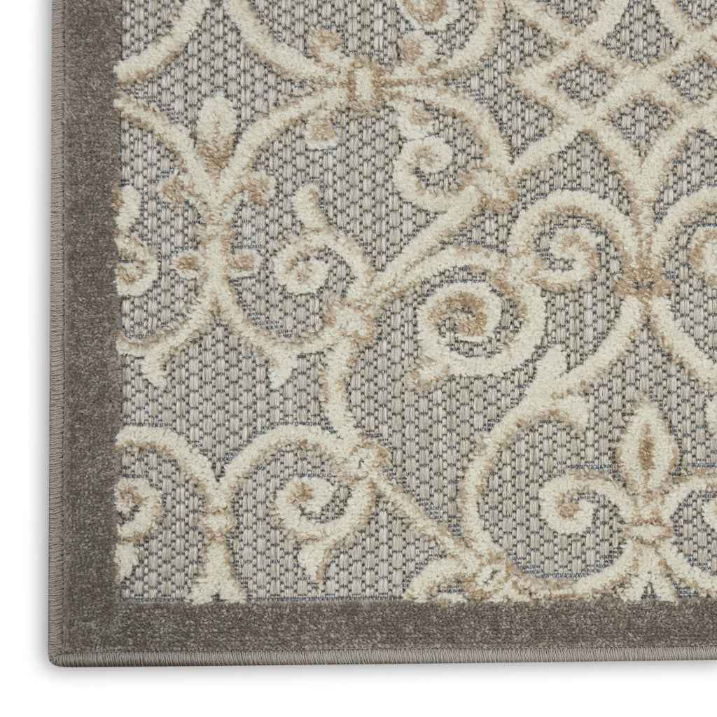4' X 6' Gray And Ivory Indoor Outdoor Area Rug