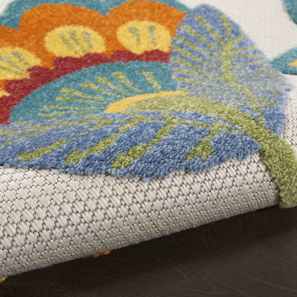 7' X 10' Yellow And Ivory Indoor Outdoor Area Rug