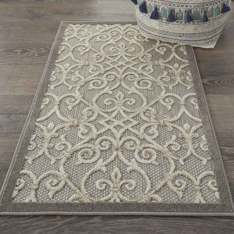 3' X 4' Gray And Ivory Indoor Outdoor Area Rug