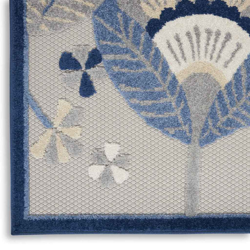 5' X 8' Blue And Gray Indoor Outdoor Area Rug