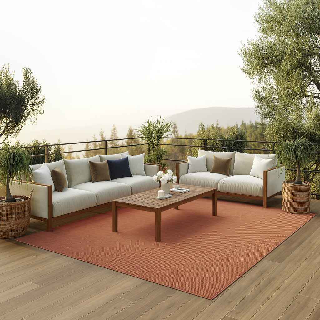 8' X 10' Terra Cotta Indoor Outdoor Area Rug