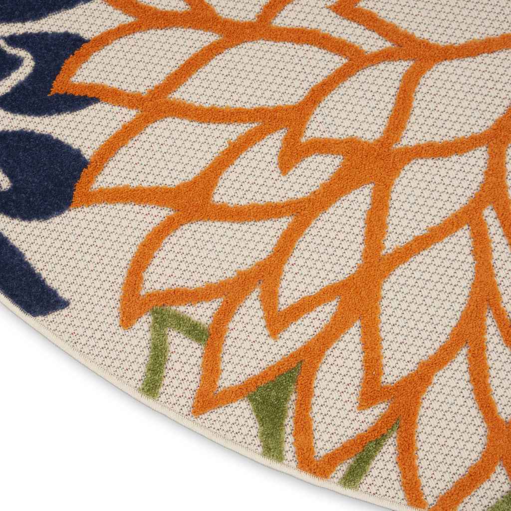 10' Blue And Green Round Indoor Outdoor Area Rug