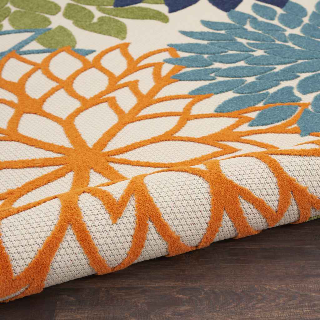 10' Blue And Green Round Indoor Outdoor Area Rug