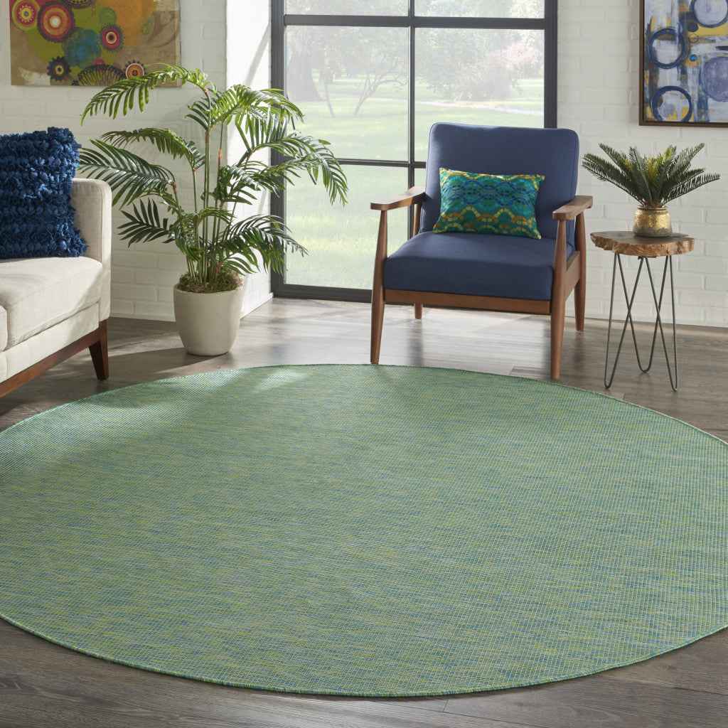8' Blue Round Indoor Outdoor Area Rug