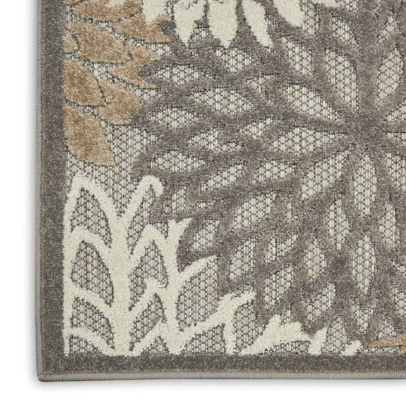 5' Gray and Ivory Indoor Outdoor Area Rug