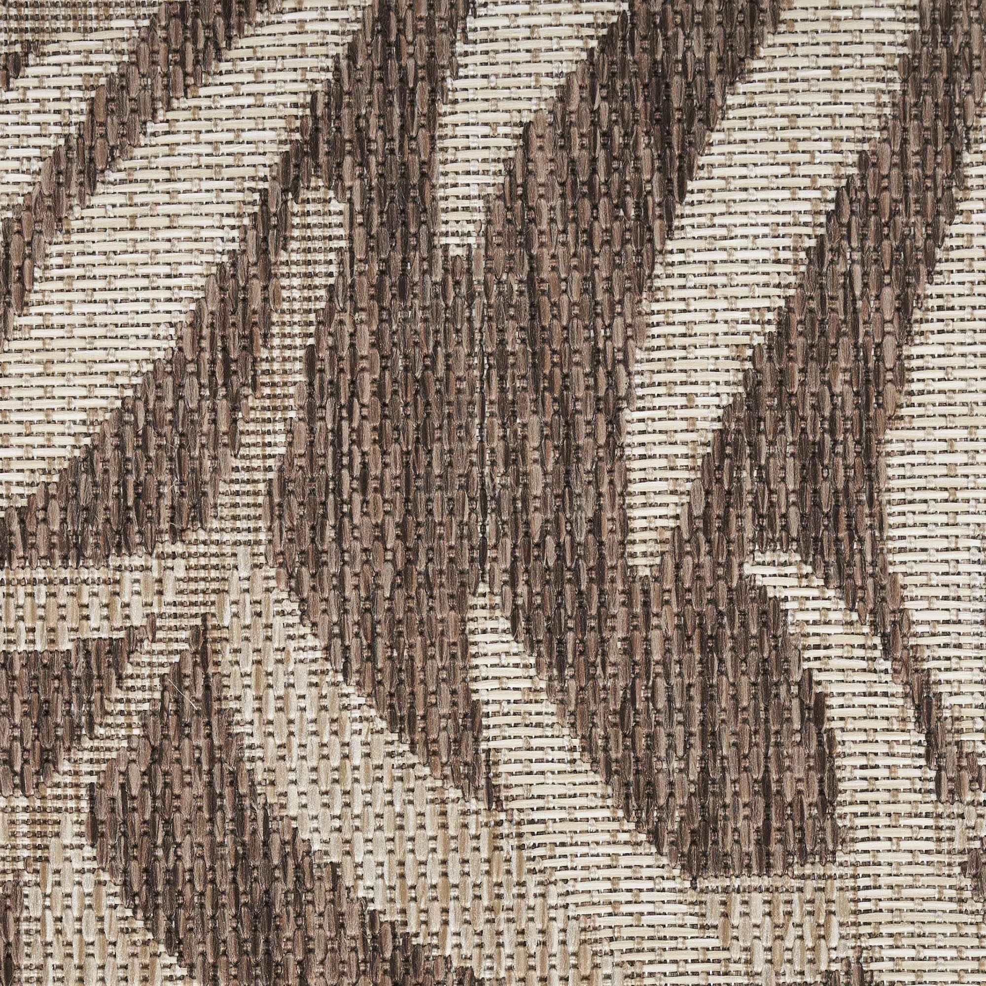 3' X 5' Brown And Ivory Palm Leaf Indoor Outdoor Area Rug