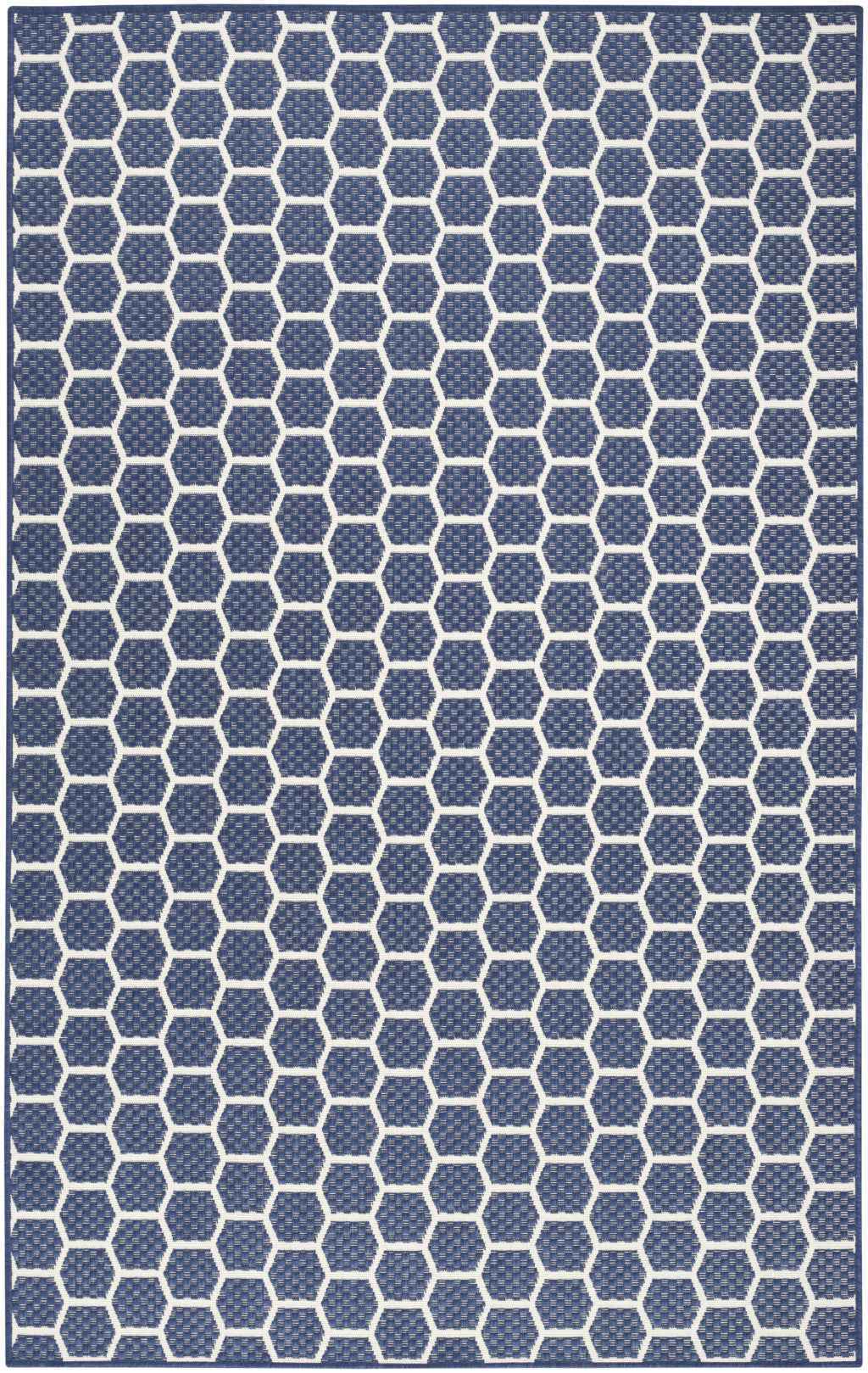 4' X 6' Navy Blue And Ivory Geometric Indoor Outdoor Area Rug