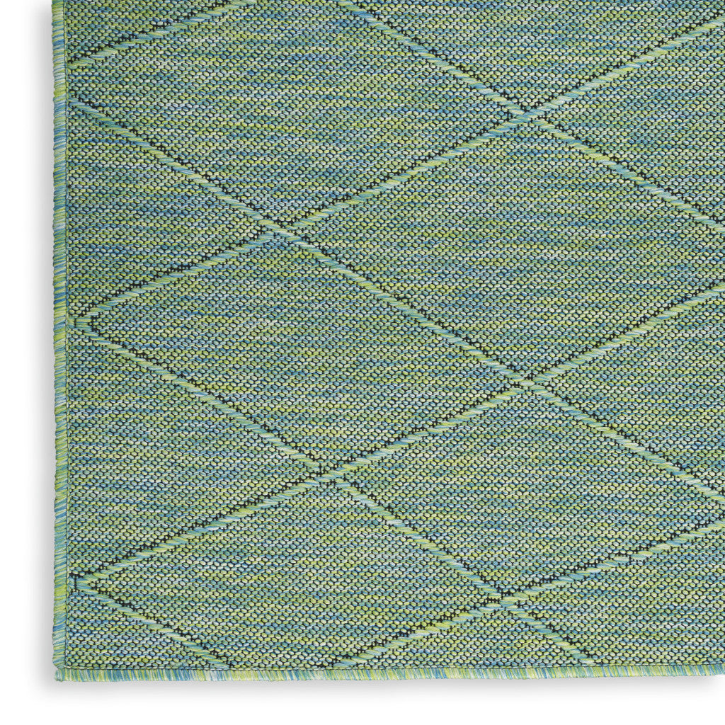 10' X 14' Blue And Green Geometric Indoor Outdoor Area Rug - Sports & Outdoor