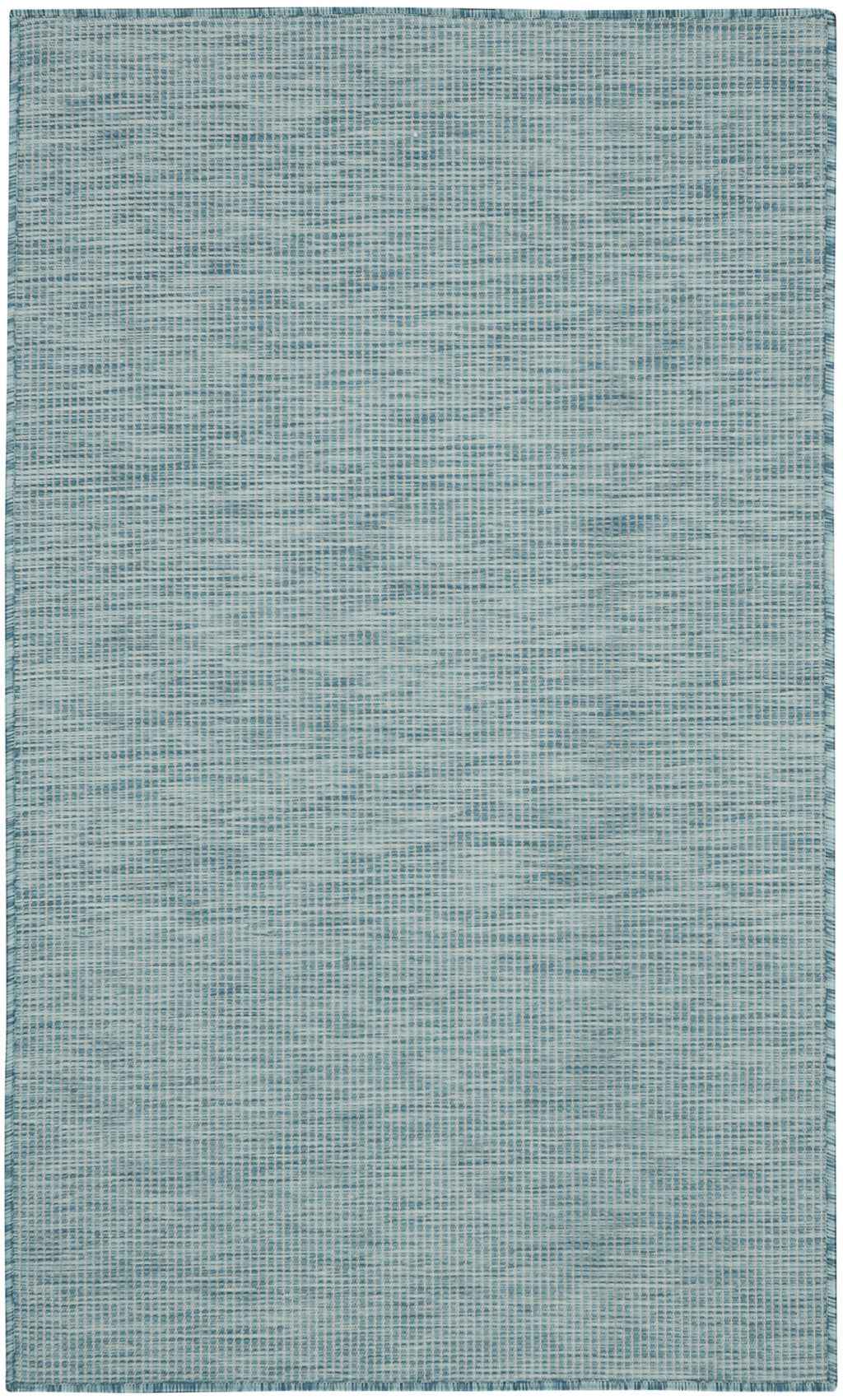 3' X 5' Aqua And Ivory Indoor Outdoor Area Rug