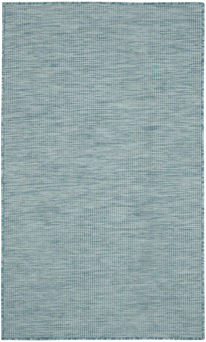 3' X 5' Aqua And Ivory Indoor Outdoor Area Rug