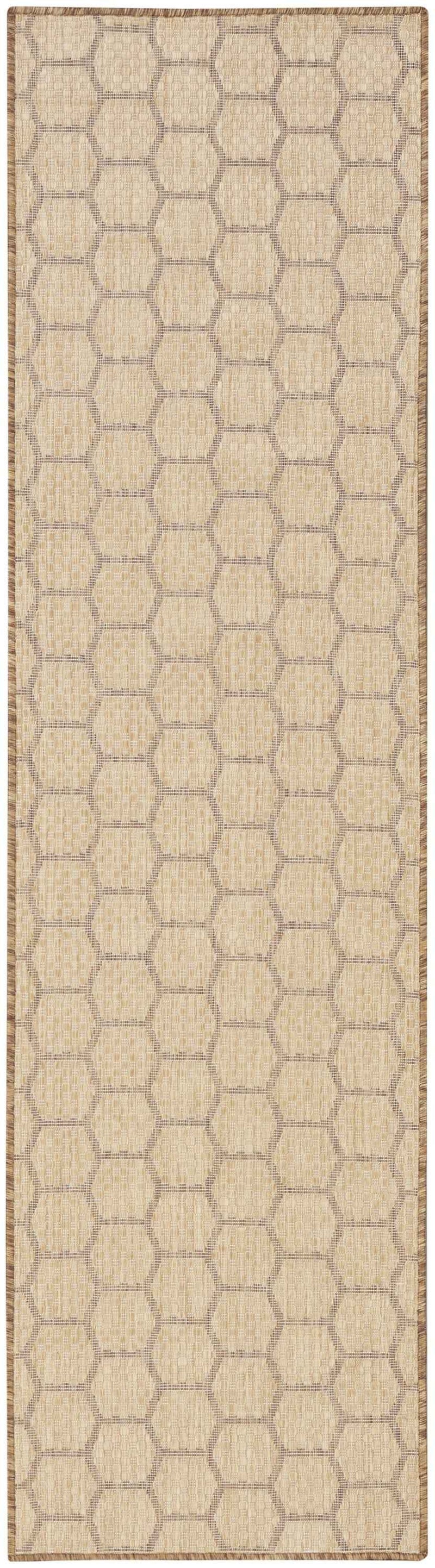 6' Natural And Beige Geometric Indoor Outdoor Area Rug