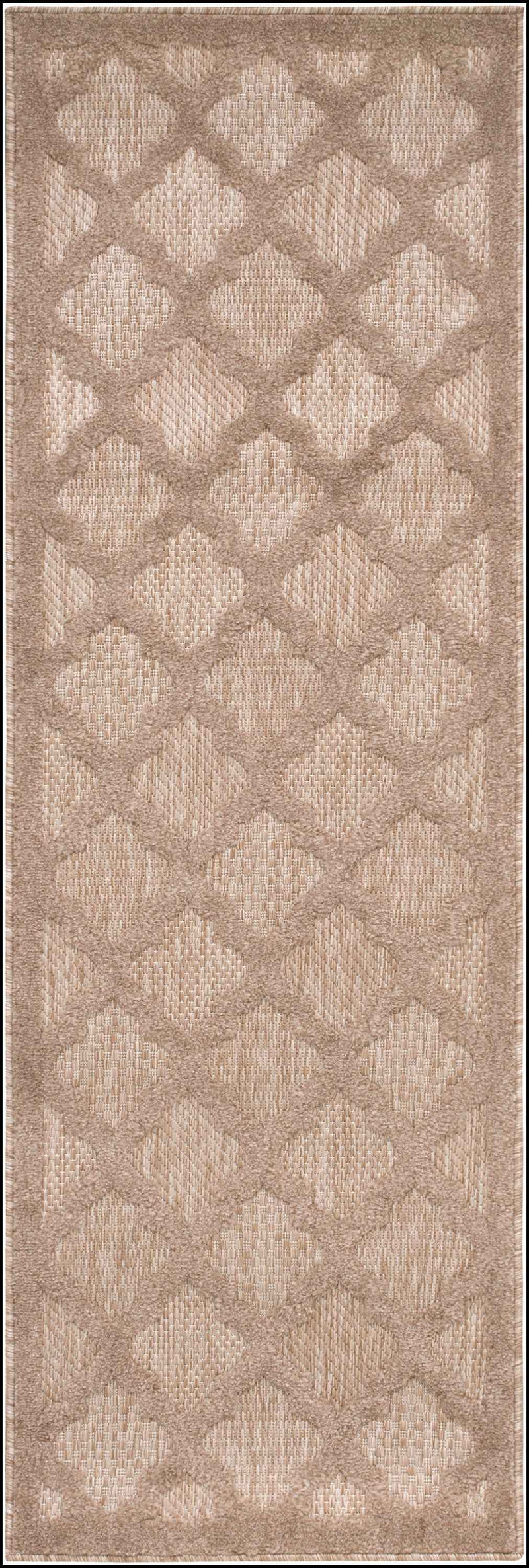 6' Natural And Beige Geometric Indoor Outdoor Area Rug