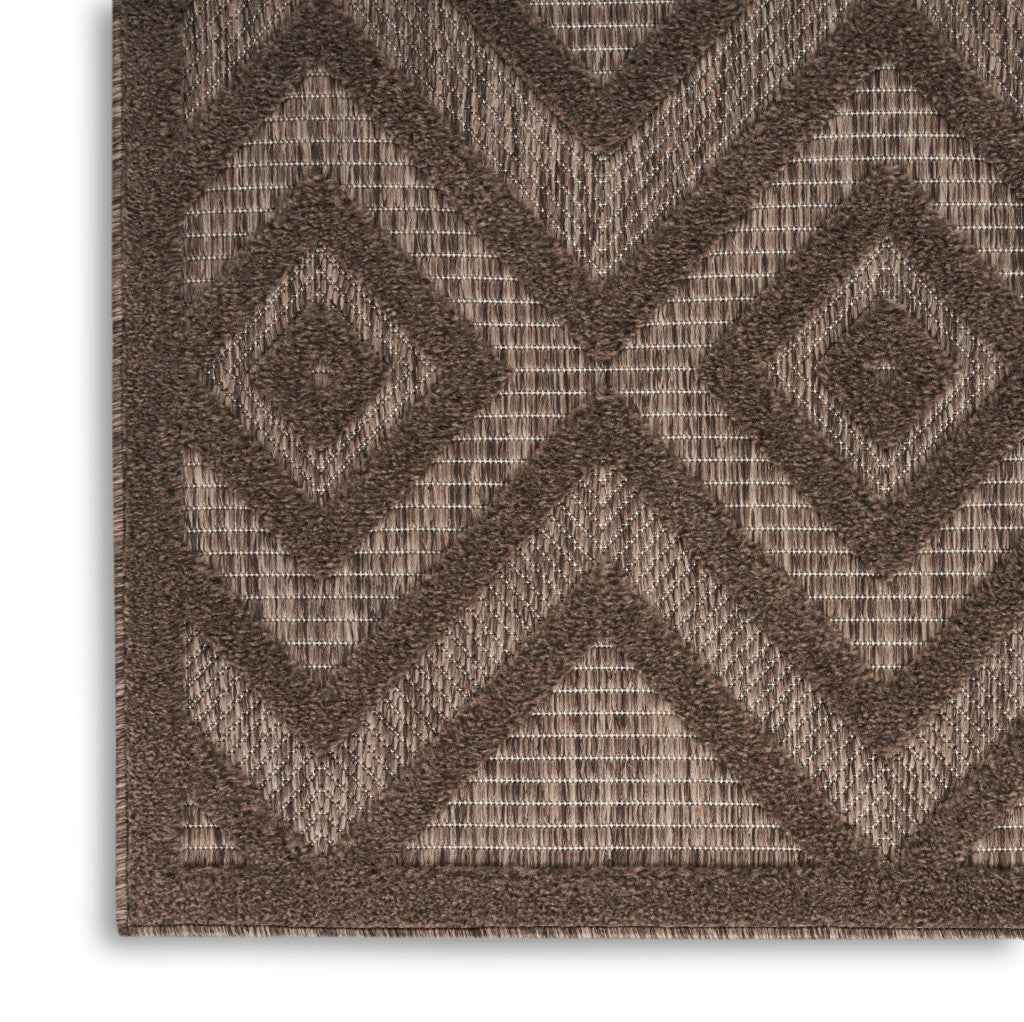 4' X 6' Dark Brown And Light Brown Geometric Indoor Outdoor Area Rug