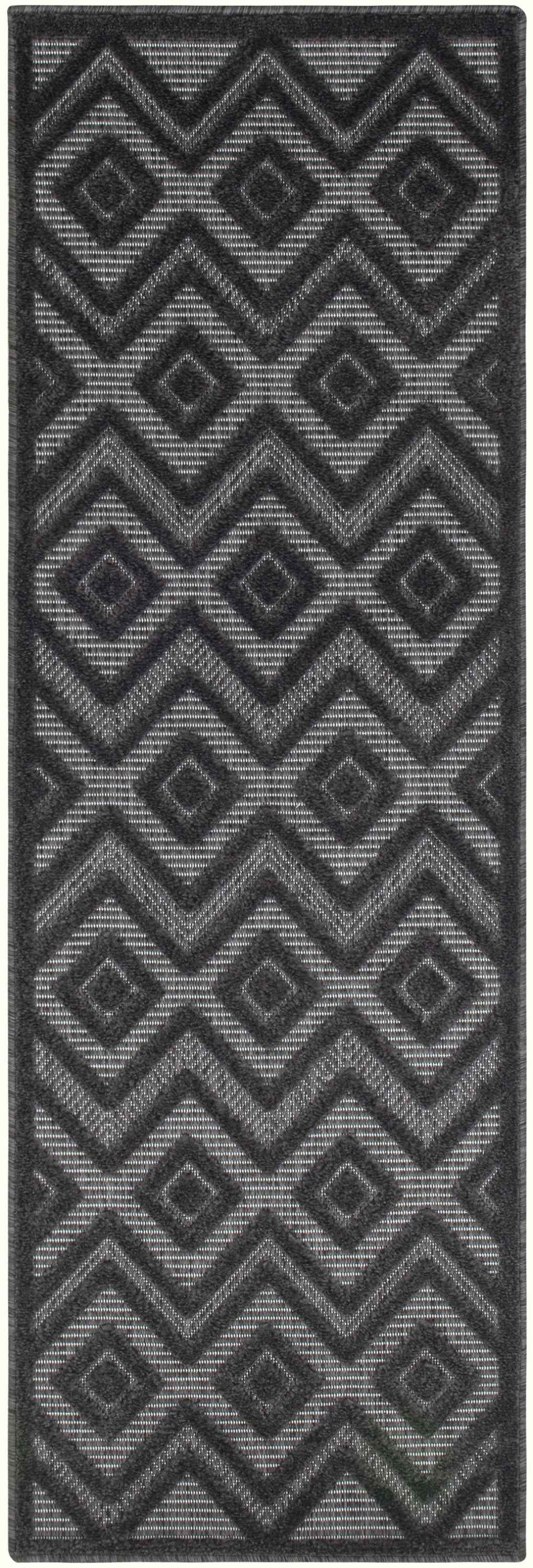 6' Charcoal And Black Geometric Indoor Outdoor Area Rug