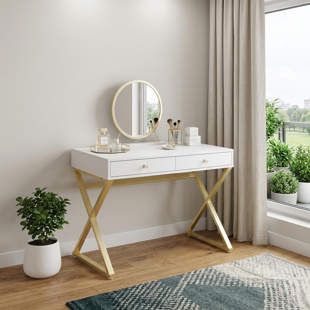 42" Mirrored Vanity Table with Mirror - Living Room